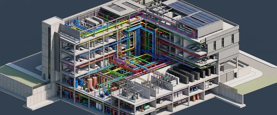 Corte isometrico de um modelo federado com todas as disciplinas em cores distintas